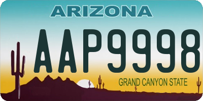 AZ license plate AAP9998