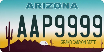 AZ license plate AAP9999