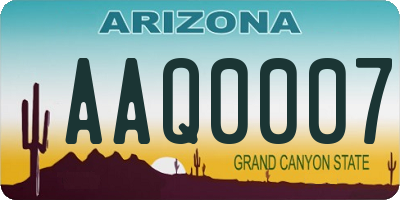 AZ license plate AAQ0007