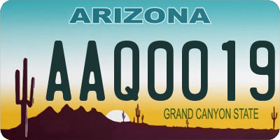 AZ license plate AAQ0019