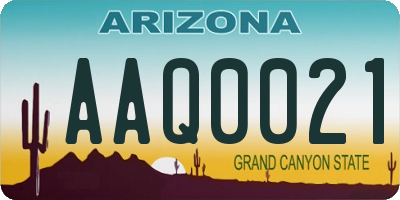 AZ license plate AAQ0021