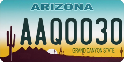 AZ license plate AAQ0030