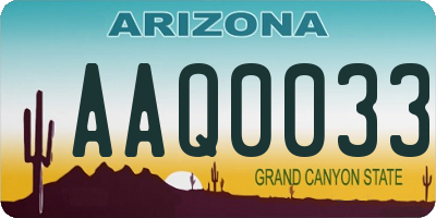 AZ license plate AAQ0033