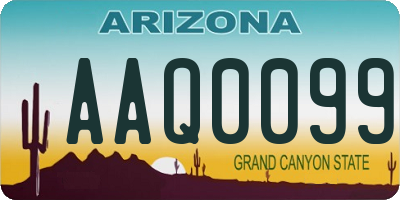 AZ license plate AAQ0099