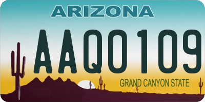 AZ license plate AAQ0109
