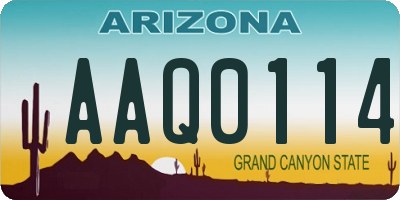 AZ license plate AAQ0114
