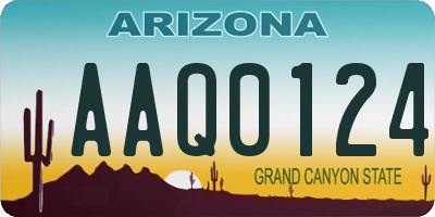 AZ license plate AAQ0124