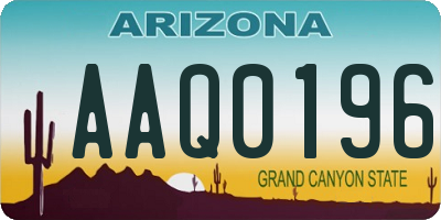 AZ license plate AAQ0196
