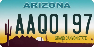 AZ license plate AAQ0197