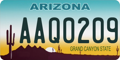 AZ license plate AAQ0209