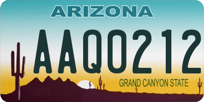 AZ license plate AAQ0212