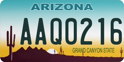 AZ license plate AAQ0216