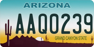 AZ license plate AAQ0239