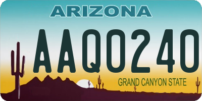 AZ license plate AAQ0240