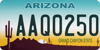 AZ license plate AAQ0250