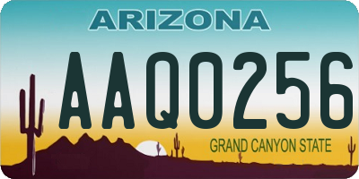 AZ license plate AAQ0256