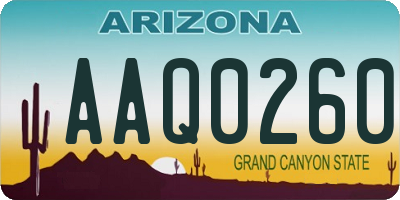 AZ license plate AAQ0260