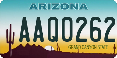 AZ license plate AAQ0262