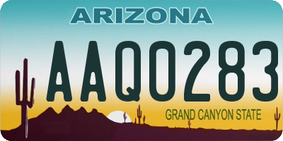 AZ license plate AAQ0283
