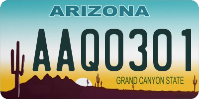 AZ license plate AAQ0301