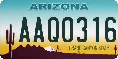 AZ license plate AAQ0316