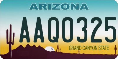 AZ license plate AAQ0325