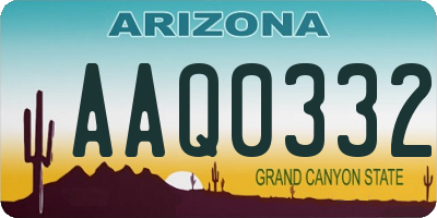 AZ license plate AAQ0332