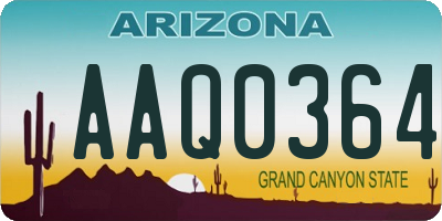 AZ license plate AAQ0364
