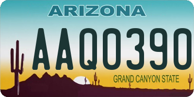 AZ license plate AAQ0390