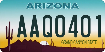 AZ license plate AAQ0401