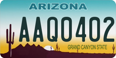 AZ license plate AAQ0402