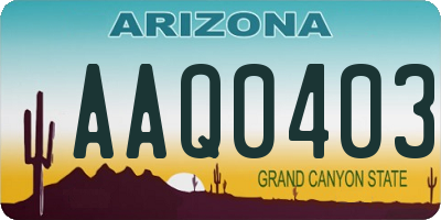 AZ license plate AAQ0403