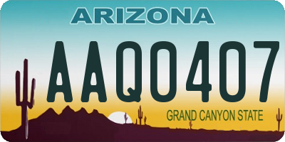 AZ license plate AAQ0407