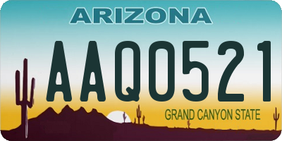 AZ license plate AAQ0521