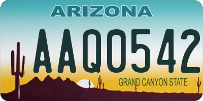AZ license plate AAQ0542