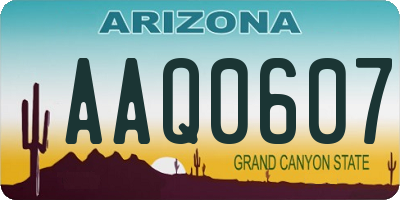 AZ license plate AAQ0607