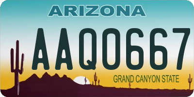 AZ license plate AAQ0667
