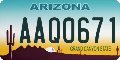 AZ license plate AAQ0671