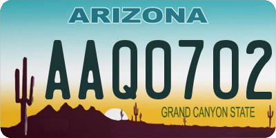 AZ license plate AAQ0702