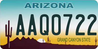 AZ license plate AAQ0722
