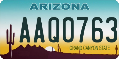 AZ license plate AAQ0763