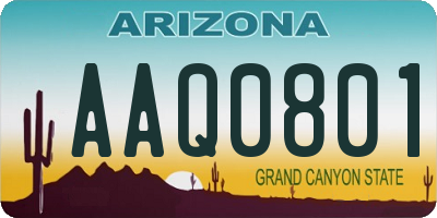 AZ license plate AAQ0801