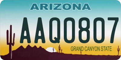 AZ license plate AAQ0807