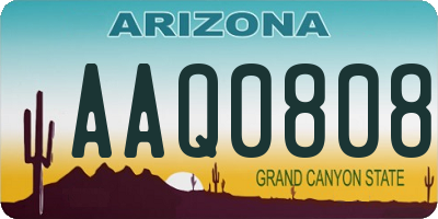 AZ license plate AAQ0808