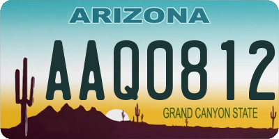 AZ license plate AAQ0812