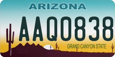 AZ license plate AAQ0838