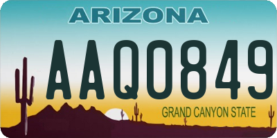 AZ license plate AAQ0849