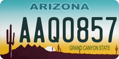 AZ license plate AAQ0857