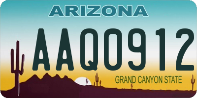 AZ license plate AAQ0912