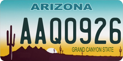 AZ license plate AAQ0926